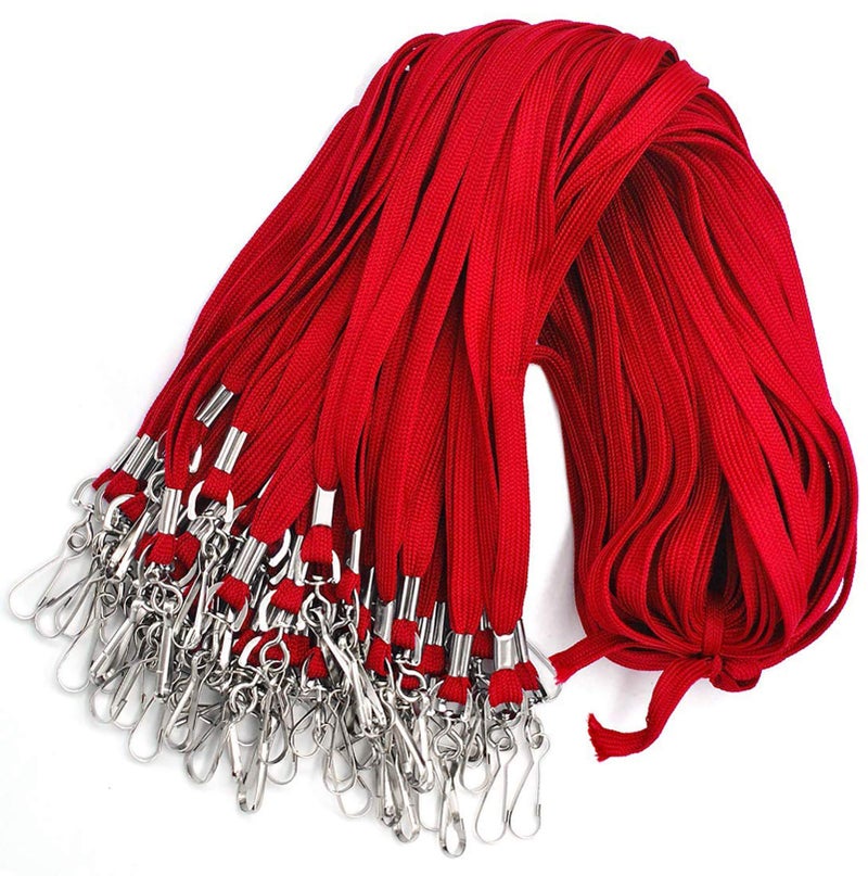 Bird Fiy Red Lanyard 100 Pack Bulk Badge Lanyards for ID Badges Neck Cruise Name Tag ID Holder - Image 1